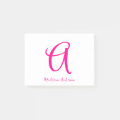 Monogram Hot Pink Modern Vrouwelijk Post-it® Notes (Voorkant)