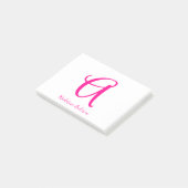 Monogram Hot Pink Modern Vrouwelijk Post-it® Notes (Schuin)