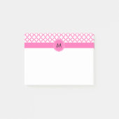 Monogram Hot Pink Quatrefoil Patroon Post-it® Notes (Voorkant)