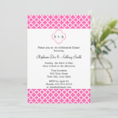 Monogram Hot Pink Quatrefoil repesial Dinner Kaart (Staand voorkant)