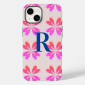 Monogram Hot Pink Retro Flower Pattern Case-Mate iPhone Case (Achterkant)