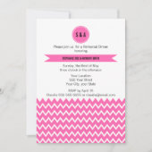 Monogram Hot Pink Zigzag Pattern Rehearsal Dinner Kaart (Voorkant)