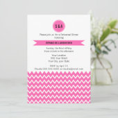 Monogram Hot Pink Zigzag Pattern Rehearsal Dinner Kaart (Staand voorkant)