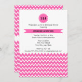 Monogram Hot Pink Zigzag Pattern Rehearsal Dinner Kaart (Voorkant / Achterkant)