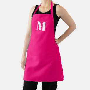 Monogram hot-roze fuchsie aangepast initiaal moder schort