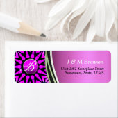 Monogram Hot Roze Ster Kunst Adreslabel Etiket (Insitu)