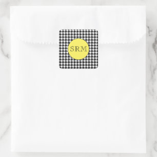 Monogram Houndstooth 1,5" Stickers voor Briefpapie