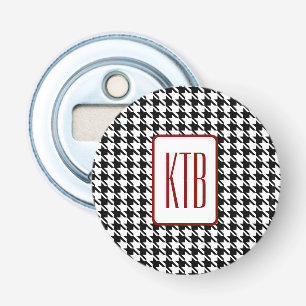 Monogram Houndstooth 2,25-in Button magneet Flesopener