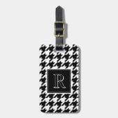 Monogram Houndstooth Pattern Black & White Bagagelabel (Voorkant verticaal)