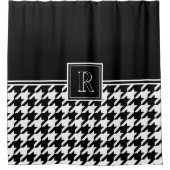 Monogram Houndstooth Pattern Black & White Douchegordijn (Voorkant)