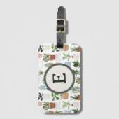 Monogram Houseplants Botanische bladeren Bagagelabel (Voorkant (verticaal))