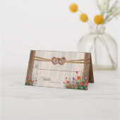 Monogram Hout Hart met Wildflowers | Kaarten plaat (Achterkant)
