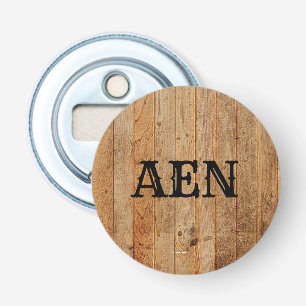 Monogram Hout Rustiek Landelijk Bruin Zwart Button Flesopener