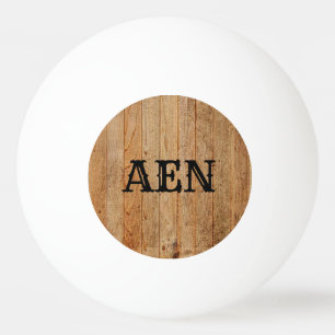 Monogram hout Rustisch Land Bruin Zwart Pingpongballen