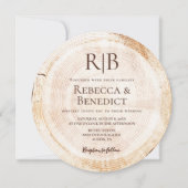Monogram Houtboomkorrel Eenduidig Rustic Wedding Kaart (Voorkant)