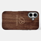 Monogram Houten Graanhout Persoonlijke naam Case-Mate iPhone Case (Achterkant (horizontaal))
