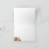 Monogram Houten Harten met Roze en Witte Rozen Bedankkaart (Binnen)