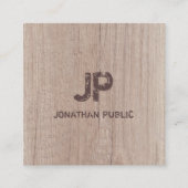 Monogram houtkap Kijk naar oogdrukte tekst Vierkante Visitekaartje (Voorkant)