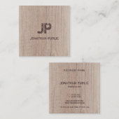 Monogram houtkap Kijk naar oogdrukte tekst Vierkante Visitekaartje (Voorkant / Achterkant)