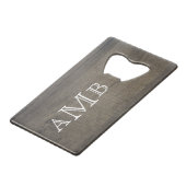 Monogram houtlook kredietkaart flessenopener (Voorkant Gekanteld)