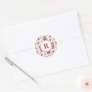 Monogram Huizen & Snoepjes Patroon 1,5-in Ronde Sticker