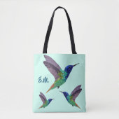 Monogram Hummingbird Dot Art Draagtas (Voorkant)