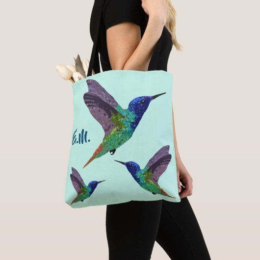 Monogram Hummingbird Dot Art Draagtas (Dichtbij)