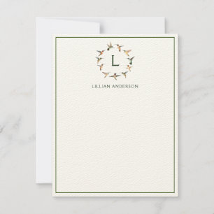 Monogram Hummingbird Note Card Notitiekaartje