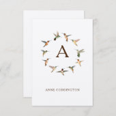 Monogram Hummingbird Note Card Notitiekaartje (Voorkant / Achterkant)