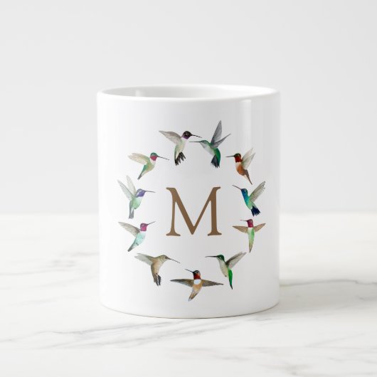 Monogram Hummingvogels Extra Grote Beker (Voorkant)