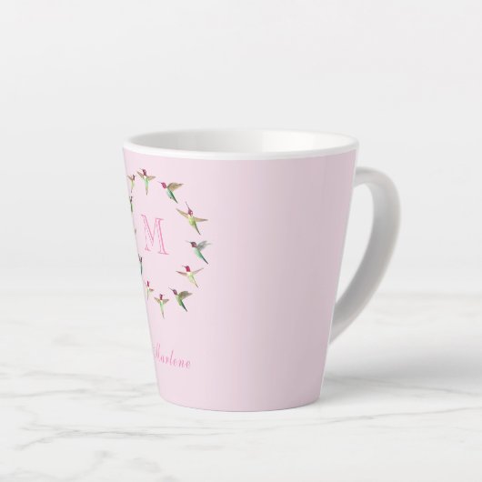 Monogram Hummingvogels Latte Mok (Rechterhoek)