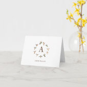 Monogram Hummingvogels Note Card Kaart (Gele Bloem)