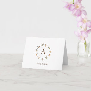 Monogram Hummingvogels Note Card Kaart
