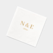 Monogram Huwelijk Elegant Minimaal Stijlvol Goud Folie Servetten (Links)