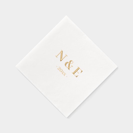 Monogram Huwelijk Elegant Minimaal Stijlvol Goud Folie Servetten (Rechts)