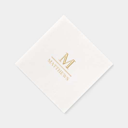 Monogram Huwelijk Elegant Minimalistisch Chic Gold Folie Servetten (Rechts)
