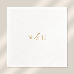 Monogram Huwelijk Elegant Modern Minimaal Goud Folie Servetten