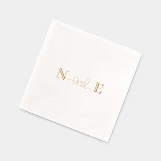 Monogram Huwelijk Elegant Modern Script Gold Folie Servetten (Links)