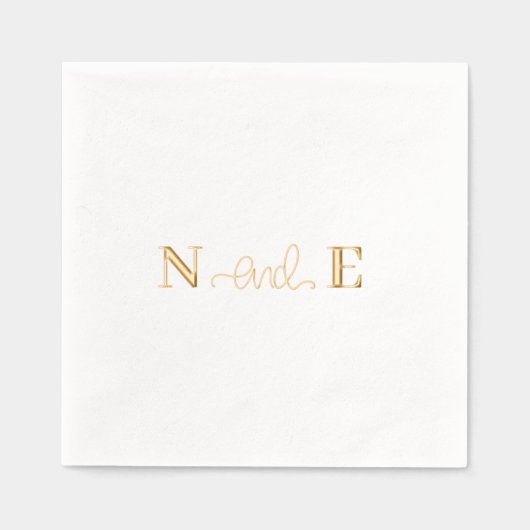Monogram Huwelijk Elegant Modern Script Gold Folie Servetten (Voorkant)