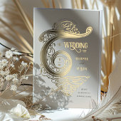  Monogram Huwelijk Elegante Typografie Folie Uitnodiging