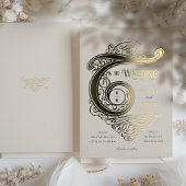  Monogram Huwelijk Elegante Typografie Folie Uitnodiging