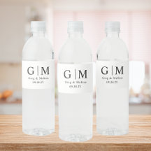 Monogram Huwelijk Water Fles Labels Huwelijk