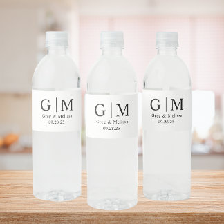 Monogram Huwelijk Water Fles Labels Huwelijk Waterfles Etiket