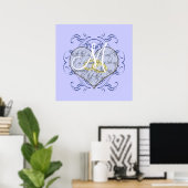 Monogram Huwelijksgelofte Hart Poster (Thuiskantoor)