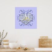 Monogram Huwelijksgelofte Hart Poster (Keuken)