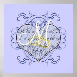 Monogram Huwelijksgelofte Hart Poster
