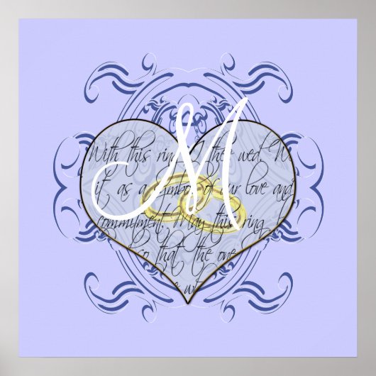 Monogram Huwelijksgelofte Hart Poster (Voorkant)