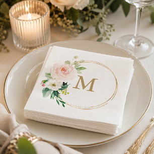 Monogram huwelijksservet cocktail servet