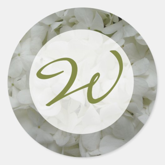 Monogram Hydrangea-Sticker Ronde Sticker (Voorkant)