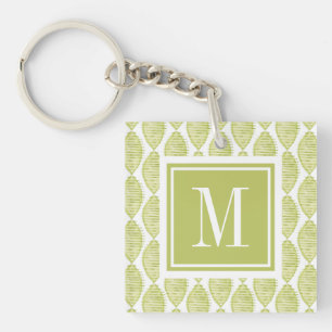 Monogram   Hygge Flowers Patroon Sleutelhanger